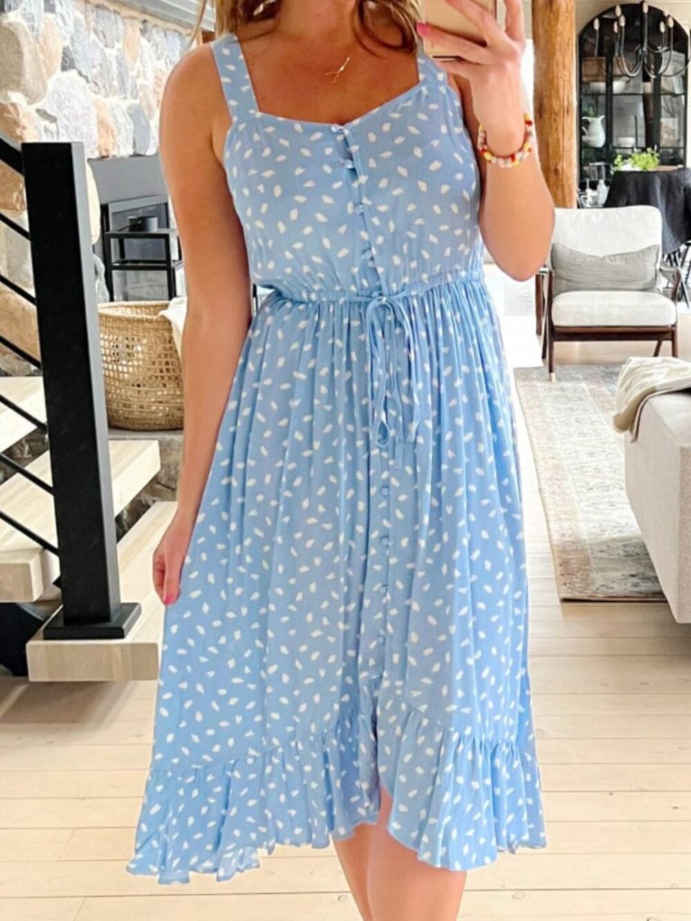 Loft Strappy Button Up Midi Dress size 8